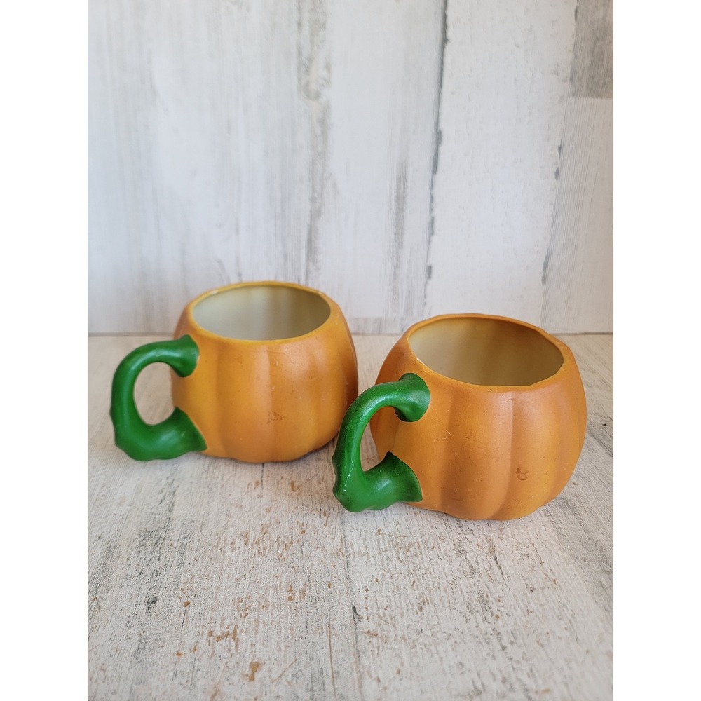 Halloween pumpkin shaped mug Unique Home decor kitchen set orange